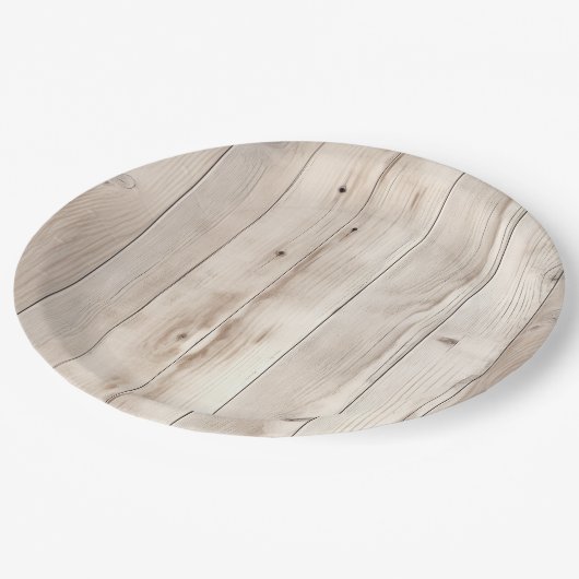 Cream White Wood Wedding Papieren Bordje (Gekanteld)