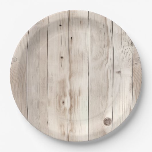 Cream White Wood Wedding Papieren Bordje (Voorkant)