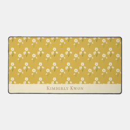 Cream Wildflowers Custom Name Floral Yellow Bureaumat