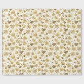 Cream With Gold Sparkle Hearts Cadeaupapier (Vlak)