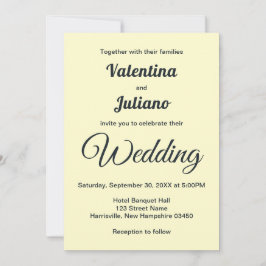 Cream With Slate Text Wedding Invitation Kaart