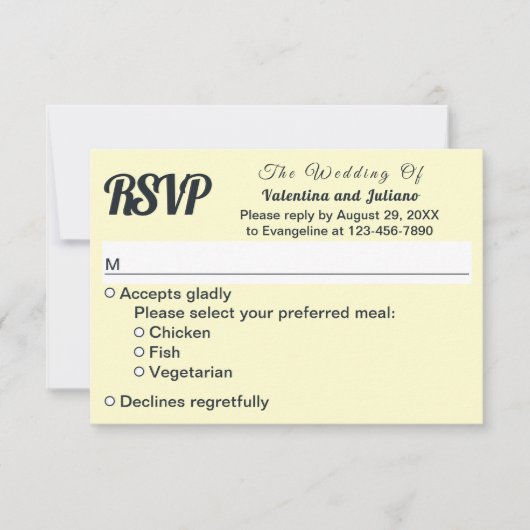 Cream With Slate Text Wedding RSVP Kaartje (Voorkant)