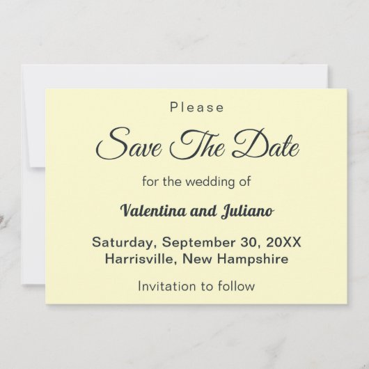 Cream With Slate Text Wedding Save The Date (Voorkant)