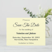 Cream With Slate Text Wedding Save The Date (Staand voorkant)