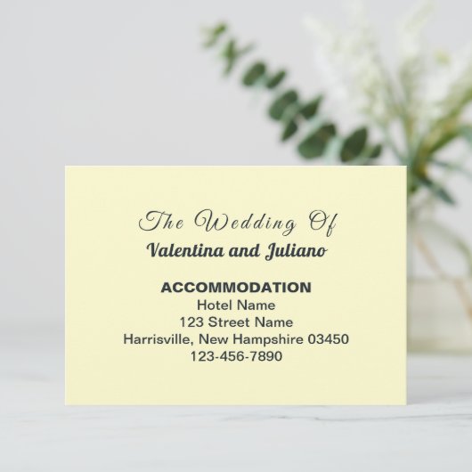 Cream With Slate Typography Wedding Accommodation Informatiekaartje (Staand voorkant)