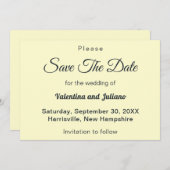 Cream With Slate Typography Wedding Save The Date (Voorkant / Achterkant)