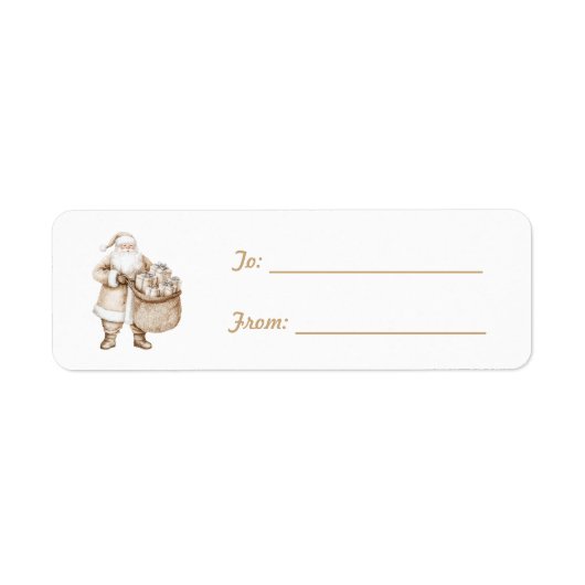 Cream Witte Kerstman Kerst- Etiket (Voorkant)