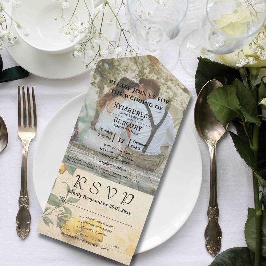 Cream Yellow Lemon Green Orchard Foto All In One Uitnodiging