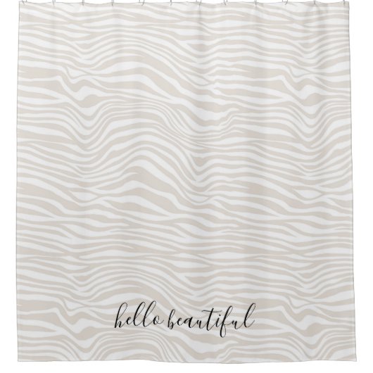Cream Zebra Afdrukken op maat Douchegordijn (Voorkant)