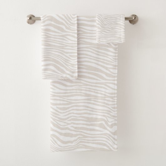 Cream Zebra Print Bad Handdoek (Insitu)