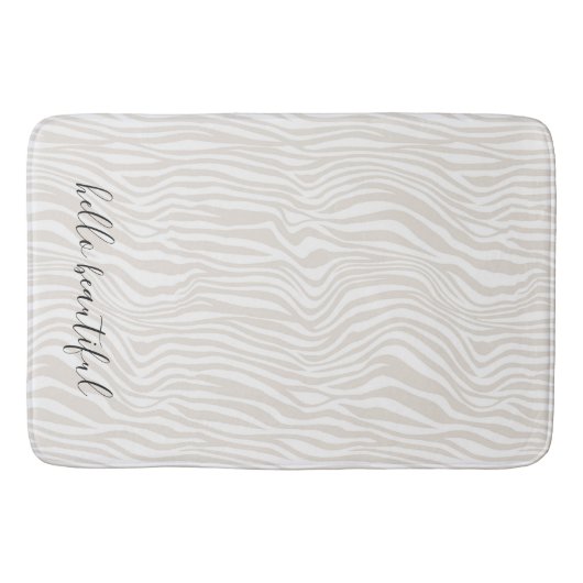 Cream Zebra Print gepersonaliseerd Badmat (Voorkant)