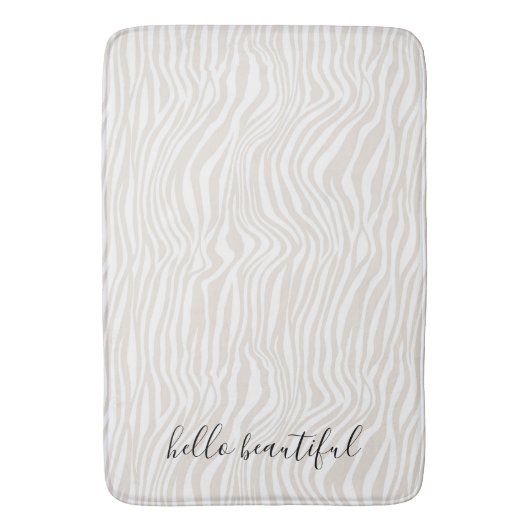 Cream Zebra Print gepersonaliseerd Badmat (Voorkant Verticaal)