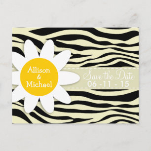 Cream Zebra Stripes Animal Print; Daisy Aankondigingskaart
