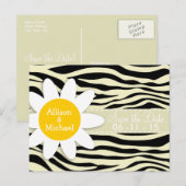 Cream Zebra Stripes Animal Print; Daisy Aankondigingskaart (Voorkant / Achterkant)