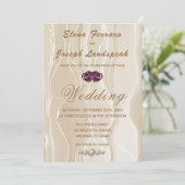 Cream Zijde & Hart Pareltjes Bruiloft Kaart (Staand voorkant)