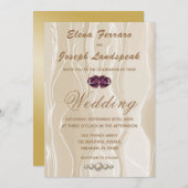Cream Zijde & Hart Pareltjes Bruiloft Kaart (Voorkant / Achterkant)