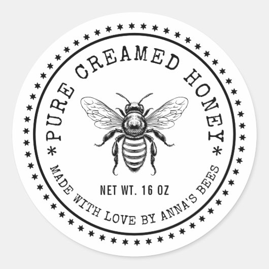 Creamed honing label met aangepaste kleur bij (Voorkant)