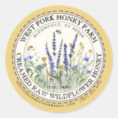 Creamed Wildflower Honey Label with bijen (Voorkant)