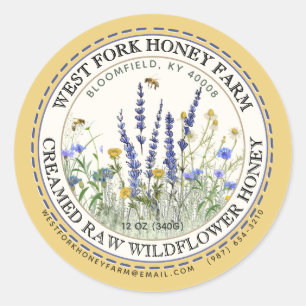 Creamed Wildflower Honey Label with bijen