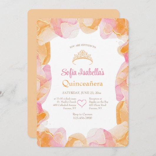 Creamsicle Kleuren Uitnodiging (Voorkant / Achterkant)