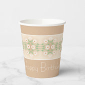 Creamy Beige en White Floral Papieren Bekers (Links)