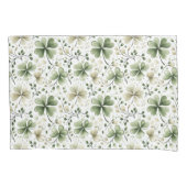 Creamy Beige Green Watercolor Shamrocks Pattern Kussensloop (Voorkant-Links)