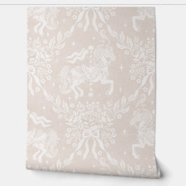 Creamy Beige Rococo Carousel Horses & Florals Behang