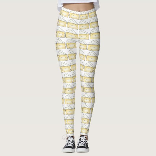 Creamy Brie Cheese Foodie Food Print Leggings (Voorkant)