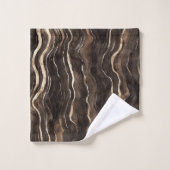Creamy Brown Chocolate Gold Wavy Stripes  Bad Handdoek (Wasdoekje)