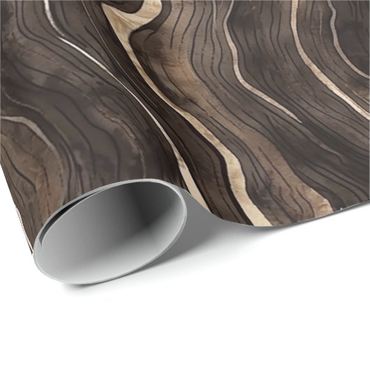 Creamy Brown Chocolate Gold Wavy Stripes Christmas Cadeaupapier (Rol Hoek)