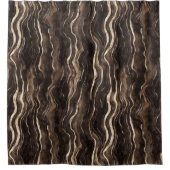 Creamy Brown Chocolate Gold Wavy Stripes  Douchegordijn (Voorkant)
