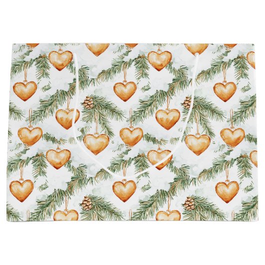 Creamy Caramel Hearts Christmas Tree Branches Groot Cadeauzakje (Voorkant)
