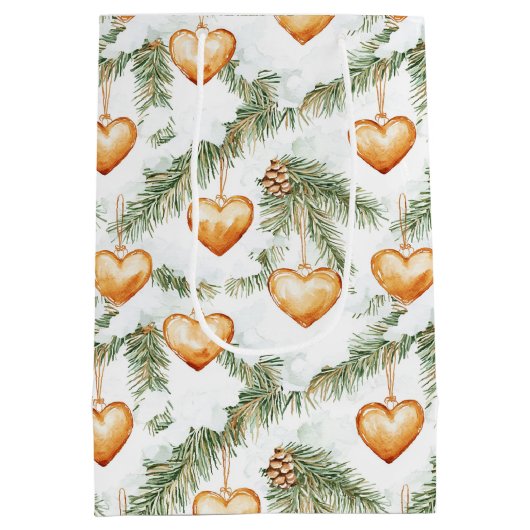 Creamy Caramel Hearts Christmas Tree Branches Medium Cadeauzakje (Achterkant)