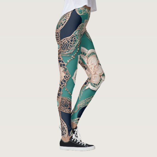 Creamy Emerald AI art Leggings (Rechts)