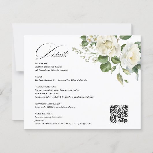 Creamy Floral Eucalyptus QR code Details Wedding (Voorkant)