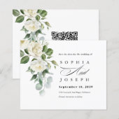 Creamy Floral Eucalyptus Wedding Save the date (Voorkant / Achterkant)