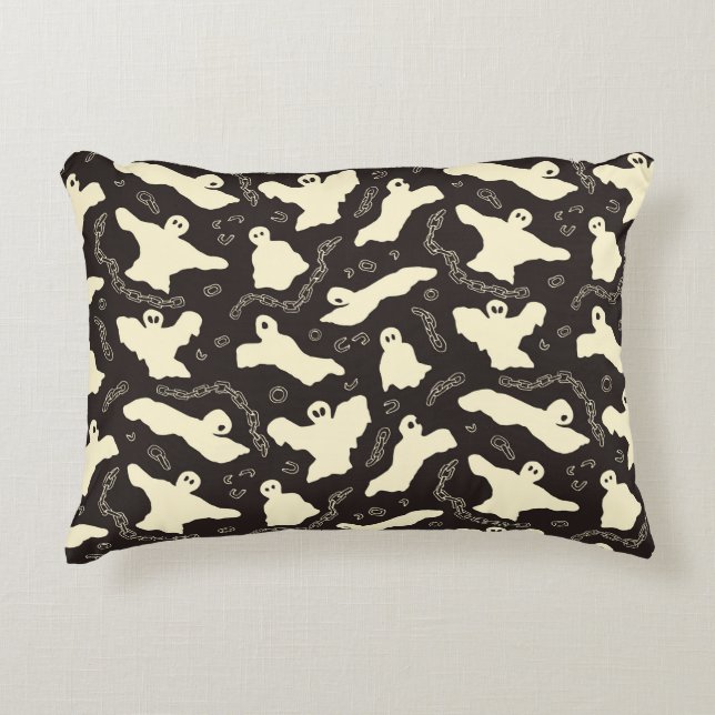 Creamy Ghosts - Halloween patroon. Accent Kussen (Voorkant)