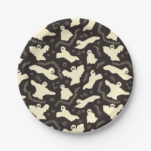 Creamy Ghosts - Halloween patroon. Papieren Bordje (Voorkant)