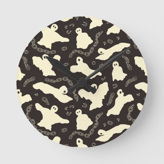 Creamy Ghosts - Halloween patroon. Ronde Klok (Voorkant)