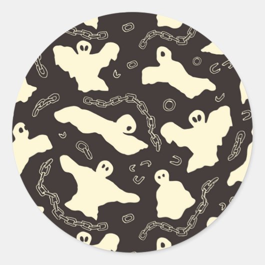 Creamy Ghosts - Halloween patroon. Ronde Sticker (Voorkant)