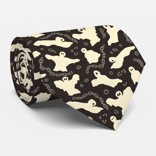 Creamy Ghosts - Halloween patroon. Stropdas (Opgerold)