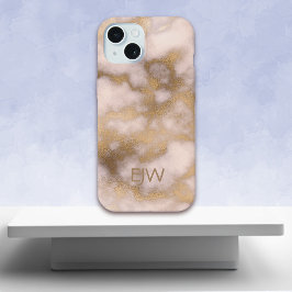 Creamy Gold Pink Marble Pattern iPhone 15 Case