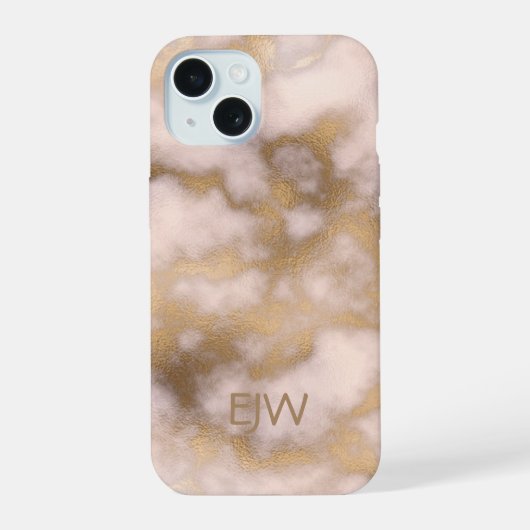 Creamy Gold Pink Marble Pattern iPhone 15 Case (Achterkant)