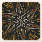 Creamy Golden Yellows Raked Pattern On Black Kartonnen Onderzetters (Voorkant)