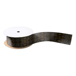 Creamy Golden Yellows Raked Pattern On Black Satijnen Lint