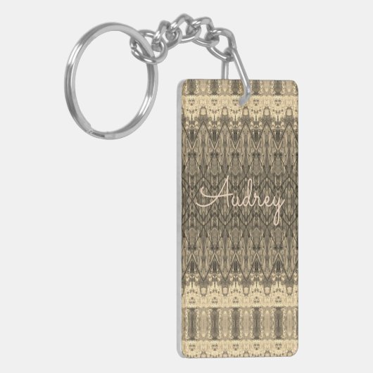 Creamy Grey Lacy gepatterd Sleutelhanger (Voorkant Links)