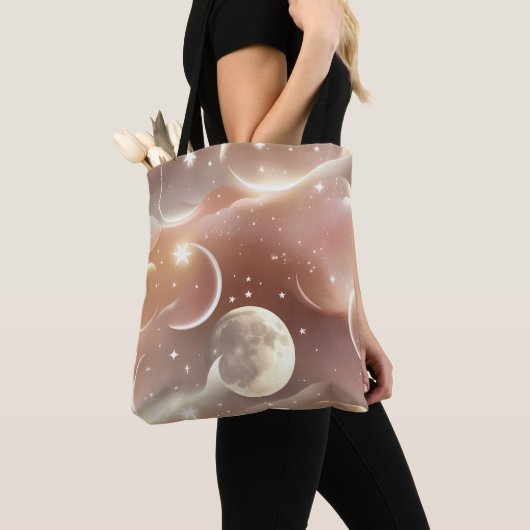 Creamy Ivory Peach Moon Soft Glow Tote Bag (Dichtbij)