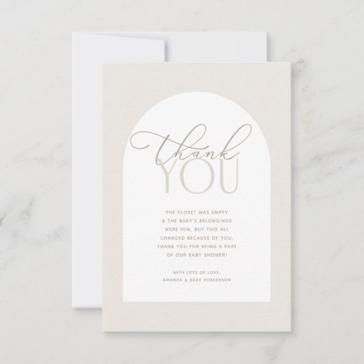 Creamy Neutral Baby Baby shower Bedankkaart (Voorkant)