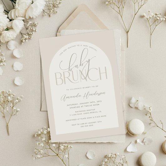 Creamy Neutral Baby Brunch Baby shower Kaart