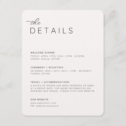 Creamy Neutrals Details Enclosure Card Informatiekaartje (Voorkant)